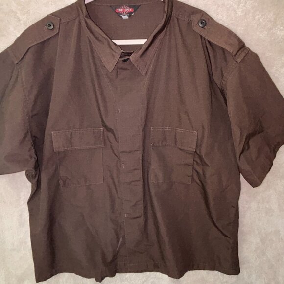 TRU-Spec Short Sleeve Brown Military Shirt Mens Size 4XL 66" Chest Poly/Cotton - Picture 5 of 16